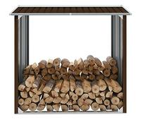 BaraSh Abri de Stockage de Bois Acier galvanisé 172x91x154 cm Marron,Panier Buches Bois Interieur,Range Bois,Abri Buches