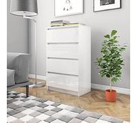BaraSh Buffet Blanc Brillant 60x35x98,5 cm Bois d'ingénierie,Meuble À Tiroir,Commodes De Bureau,Cama Nido Con Cajones