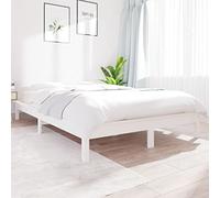 BaraSh Cadre de lit Blanc 120x190 cm Petit Double Bois Massif de pin,Lit Adulte,Lit À Cadre