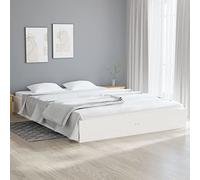 BaraSh Cadre de lit Blanc Bois Massif 120x200 cm,Lit avec Sommier,Cadres De Lit,Cadre De Lit Taille Doule