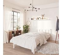 BaraSh Cadre de Lit Blanc en Bois de Pin Massif 90x190 cm Simple avec Sommier - Grand Lit Deux Personnes