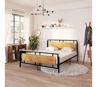 BaraSh Cadre de lit Métal 160x200 cmLit Haut,Cadre De Lit,Lit 2 Personnes avec Sommier
