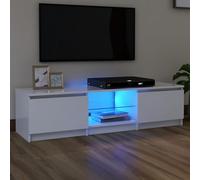 BaraSh Meuble TV avec lumières LED Blanc 140x40x35,5 cm,Table TV,Ensemble Meuble TV,Meuble TV