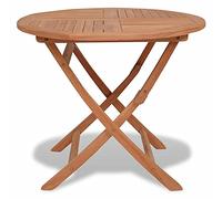 BaraSh Table Ronde Jardin Exterieur 85x76 cm, Bois de Teck Solide, Dining Table, Outdoor