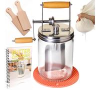 Baratte à beurre Dazey - Tissu à fromage et palettes de beurre en bois de hêtre incluses - Mélangeur à beurre à manivelle - Beurrier manuel - Créez un délicieux beurre fait maison avec votre propre