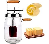 Baratte À Beurre Manuelle De 1,5 L, Fait du Beurre Maison, en Quelques Minutes, avec Beurrier en Porcelaine, Facile À Utiliser, pour Beurre Artisanal Fait Maison,Pleasant63