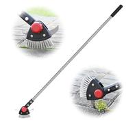 BARAYSTUS Grattoir à coulis 3 en 1 réglable avec long manche avec brosse à mousse et 2 grattoirs en acier inoxydable pour enlever les mauvaises herbes et la mousse des joints de panneaux et des bords