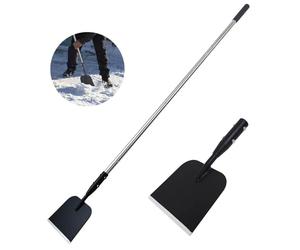 BARAYSTUS Pelle de jardin multifonction en acier au carbone, grattoir à glace avec poignée réglable pour lutter contre les mauvaises herbes, la glace dure et la neige gelée sur les trottoirs et les