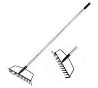 Baraystus Râteau arche de jardin pour pelouse, charge lourde, en acier inoxydable, Garden Rake réglable pour niveler et ramasser