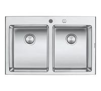 BARAZZA 1LBO82 Ãvier Encastrable | inox, double bac, profondeur 28 cm