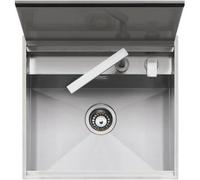 BARAZZA 1LLB60 Évier Encastrable | 1 bac avec couvercle, 83x34x18,3 cm, inox AISI 304