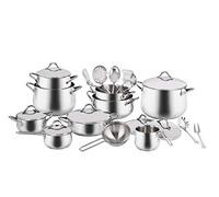 Barazzoni Batterie méditerranéenne 24 pièces - Composition B - Acier inoxydable 18/10 - Fabriqué en Italie