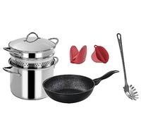 Barazzoni Pastamania C/fond, Servispaghetti Med, Wok Granitica Extra Ind, 2 maniques en silicone MY utnesil