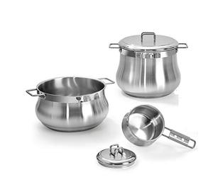 Barazzoni Tummy Batterie 5 pièces, acier inoxydable 18/10, fabriqué en Italie