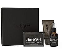 Barb'Art - Coffret Cadeau Noir - Entretien Barbe Courte & Visage - Huile et Savon à Barbe, Soin Hydratant