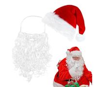 Barbe et bonnet de Père Noël, barbe et bonnet de Père Noël, barbe de Père Noël, barbe blanche artificielle bonnet de Père Noël comme décoration de costume de Noël pour hommes et femmes