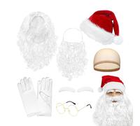 Barbe Et Bonnet De Père Noël Pour Adultes | Accessoires de Déguisement pour Cosplay de Saint Nicolas | Accessoires de Jeu de Rôle de Noël pour Hommes Femmes Jeunes Famille Fils Fille Mari