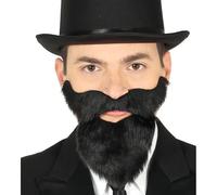 Barbe Et Moustache Noire Avec Adhésif Multicolore