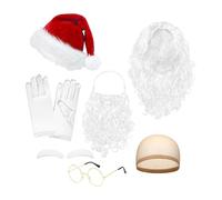 Barbe Et Perruque Du Père Noël - Accessoires de Déguisement pour Cosplay de Saint Nicolas | Déguisement Cosplay Pour Ados Hommes Femmes Grands-Pères