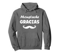 Barbe Hipster Moustache Gracias Homme Humour Moustache Sweat à Capuche, Unisexe pour Adultes, Asphalte, S