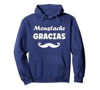Barbe Hipster Moustache Gracias Homme Humour Moustache Sweat à Capuche, Unisexe pour Adultes, Bleu Marine, S