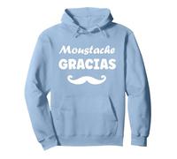 Barbe Hipster Moustache Gracias Homme Humour Moustache Sweat à Capuche, Unisexe pour Adultes, Bleu poudré, L