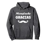 Barbe Hipster Moustache Gracias Homme Humour Moustache Sweat à Capuche, Unisexe pour Adultes, Chiné Foncé, S