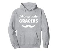 Barbe Hipster Moustache Gracias Homme Humour Moustache Sweat à Capuche, Unisexe pour Adultes, Gris Chiné, M