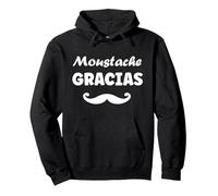 Barbe Hipster Moustache Gracias Homme Humour Moustache Sweat à Capuche, Unisexe pour Adultes, Noir, M