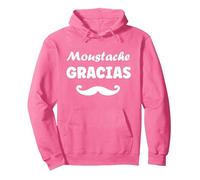 Barbe Hipster Moustache Gracias Homme Humour Moustache Sweat à Capuche, Unisexe pour Adultes, Rose Vif, S