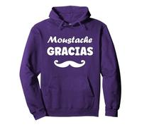 Barbe Hipster Moustache Gracias Homme Humour Moustache Sweat à Capuche, Unisexe pour Adultes, Violet, S