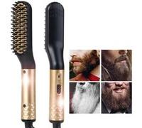 Barbe lisseur pour hommes mince épais cheveux bouclés, peigne brosse cheveux fer soins de la barbe modelage peigne doré G