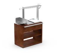 Barbecook barbecue bois Pedro en acier corten et inox, barbecue à bois robuste pour cuisiner en plein air, 98×55×154.5cm