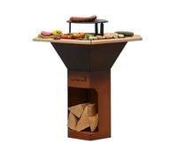 Barbecook Barbecue brasero Nestor Original, Barbecue à Bois Exterieur avec plancha, Tables d'appoint et Grille surélevée en Acier corten, 128x120x120cm
