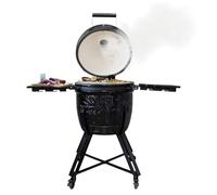 Barbecook Barbecue Kamado Kamal 2.0 Large, griller, fumer, cuire à la vapeur et rôtir, noir mat, 128x78x115cm