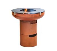 Barbecook Brasero BBQ Jack 75 avec 2 planchas et 2 Supports | brasero exterieur • Brun orangé • 77x77x74cm