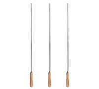 Barbecook brochettes de Barbecue réutilisables, Set de 3 brochettes XL, Accessoire de Barbecue en Acier Inoxydable et Bois, 65cm