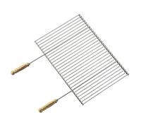 Barbecook grille de barbecue rectangulaire professionnelle en chrome et bois, accessoire barbecue, 70x40cm