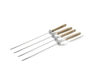 Barbecook Lot de 4 Brochettes avec Bagues, Acier Inox/Bouleau FSC, 46 cm