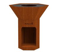 Barbecook Barbecue brasero Nestor Original, Barbecue à Bois Exterieur avec plancha en Acier corten, 92x92x101cm