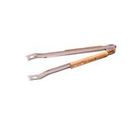 Barbecook pince bbq, pince de luxe, pince à barbecue, accessoire barbecue, Acier Inox/Bouleau, 40 cm, Argent
