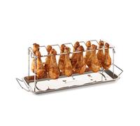Barbecook support pilons de poulet en inox pour 12 cuisses de poulet, support pour barbecue, 37.5x15.5x2cm, Argent