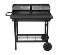 Barbecue charbon de bois 2 grilles ALABAMA Noir Acier inoxydable