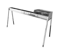 Barbecue à charbon 120 cm Milano Grill 100 + 40 Plus (140 cm) en acier inoxydable miroir