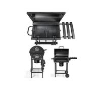Barbecue à charbon baril Surface de cuisson de 56 x 35,5 cm Couvercle avec thermomètre poignée et 2 valves d'aération