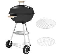 Outsunny Barbecue à charbon rond avec couvercle, roues et contrôle température, BBQ portable barbecue grill pour jardin camping balcon, 48 x 56 x 94 cm, noir