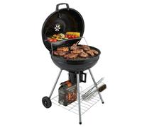 Barbecue à Charbon de Bois Ø54cm Double Grille Cuisson Couvercle Thermostat