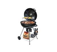 Barbecue à Charbon de Bois Ø54cm Double Grille Cuisson & Couvercle Thermostat Bac à cendres, Barbecue sur roues avec rangement