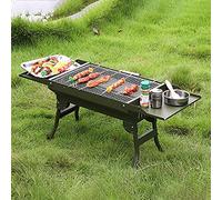 Barbecue à charbon de bois avec étagère de rangement - Réchaud portable en acier inoxydable avec poignée
