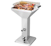 Barbecue à charbon de bois en acier inoxydable, barbecue de camping portable, barbecue familial, barbecue de plage, grille de cuisson réglable en hauteur sur 3 niveaux, tiroir à cendres et régulateur